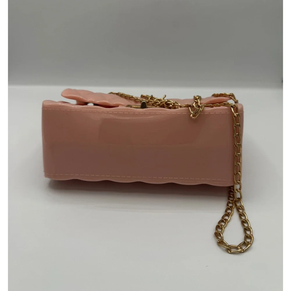 Jelly Crossbody‎ Bag Womens Mini Pink Quilted Gold Chain Strap Barbicore